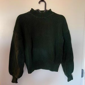 Olive Green Sweater - American Eagle - size small, high neck, no tags